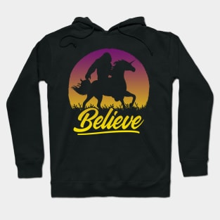 Bigfoot Riding Unicorn Vintage Sasquatch Hoodie